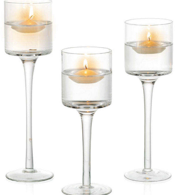 Elegant Stem Tealight Holders Varying Size Set Of 3 Hire
